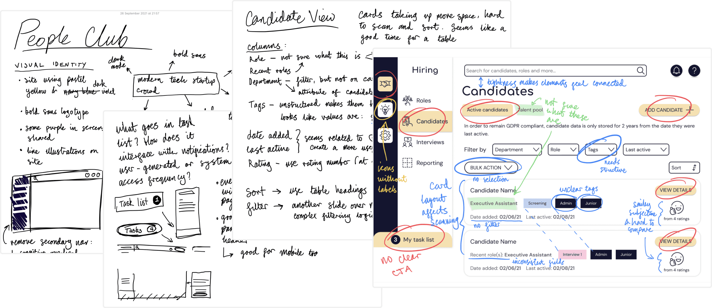 Initial analysis and wireframe sketches