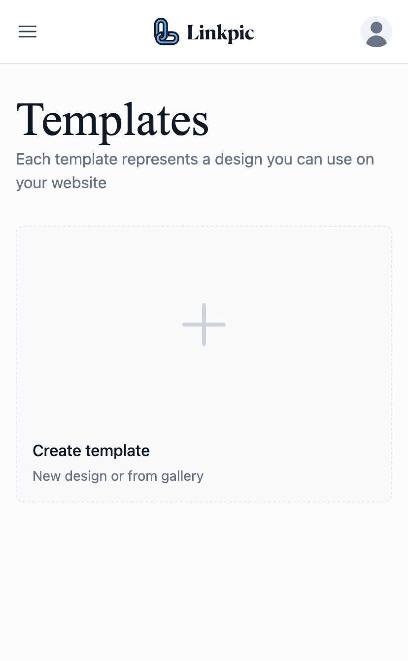Template selection interface